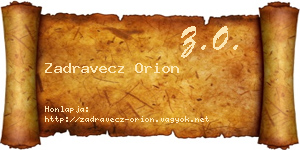 Zadravecz Orion névjegykártya